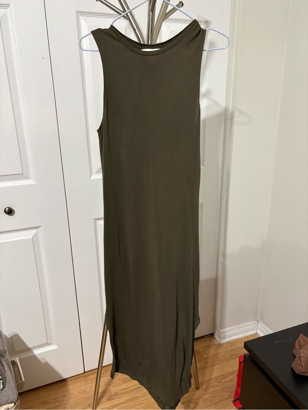 Sleeveless Long Tank Dress in Olive
